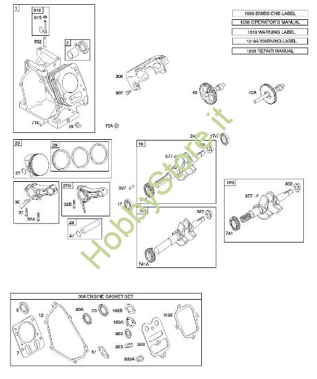 C - Albero a camme, albero motore, cilindro, gruppo pistone B&S - 12 €¦ 126392-3274-H8 brand Stihl